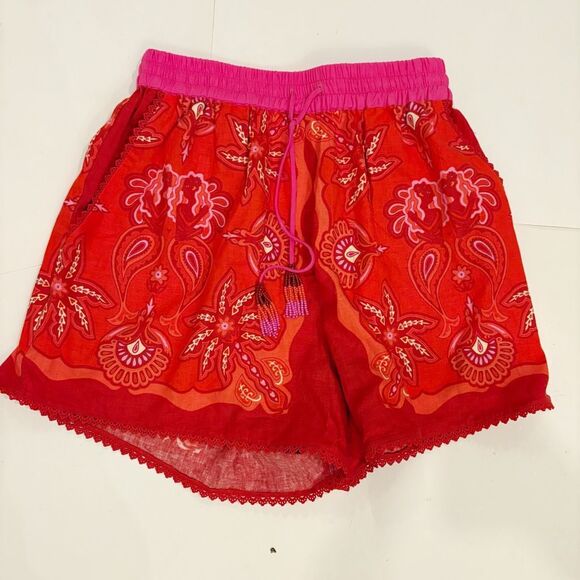 NWT Farm Rio x Anthropologie Linen Blend Drawstring Shorts Medium - Picture 4 of 9